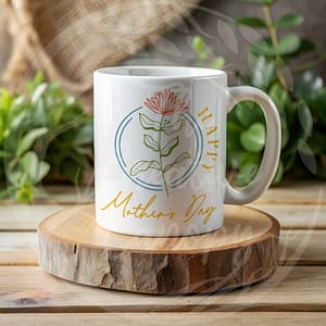 Mother's Day Camellia Line Art Boho Style Mug