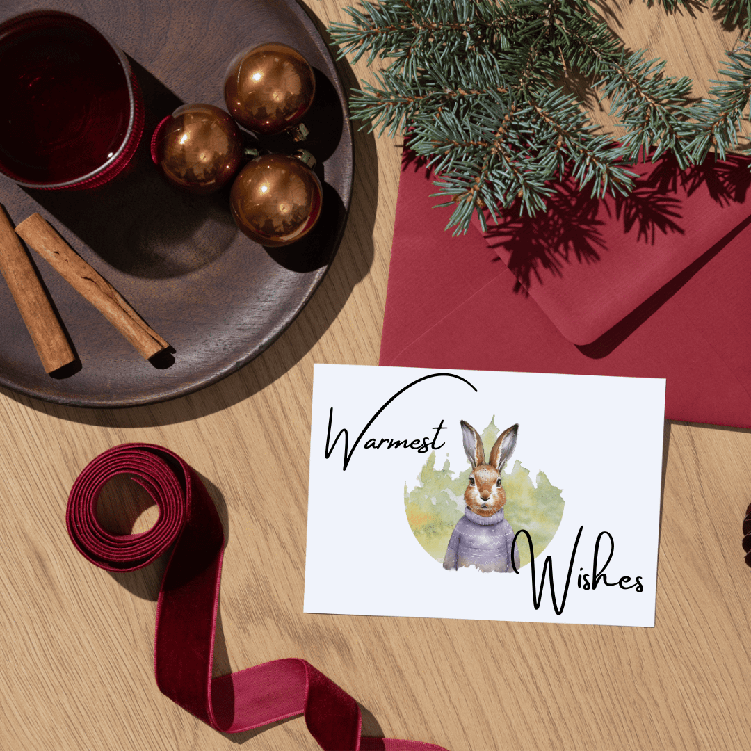 Festive Woodland Hare PNG Card