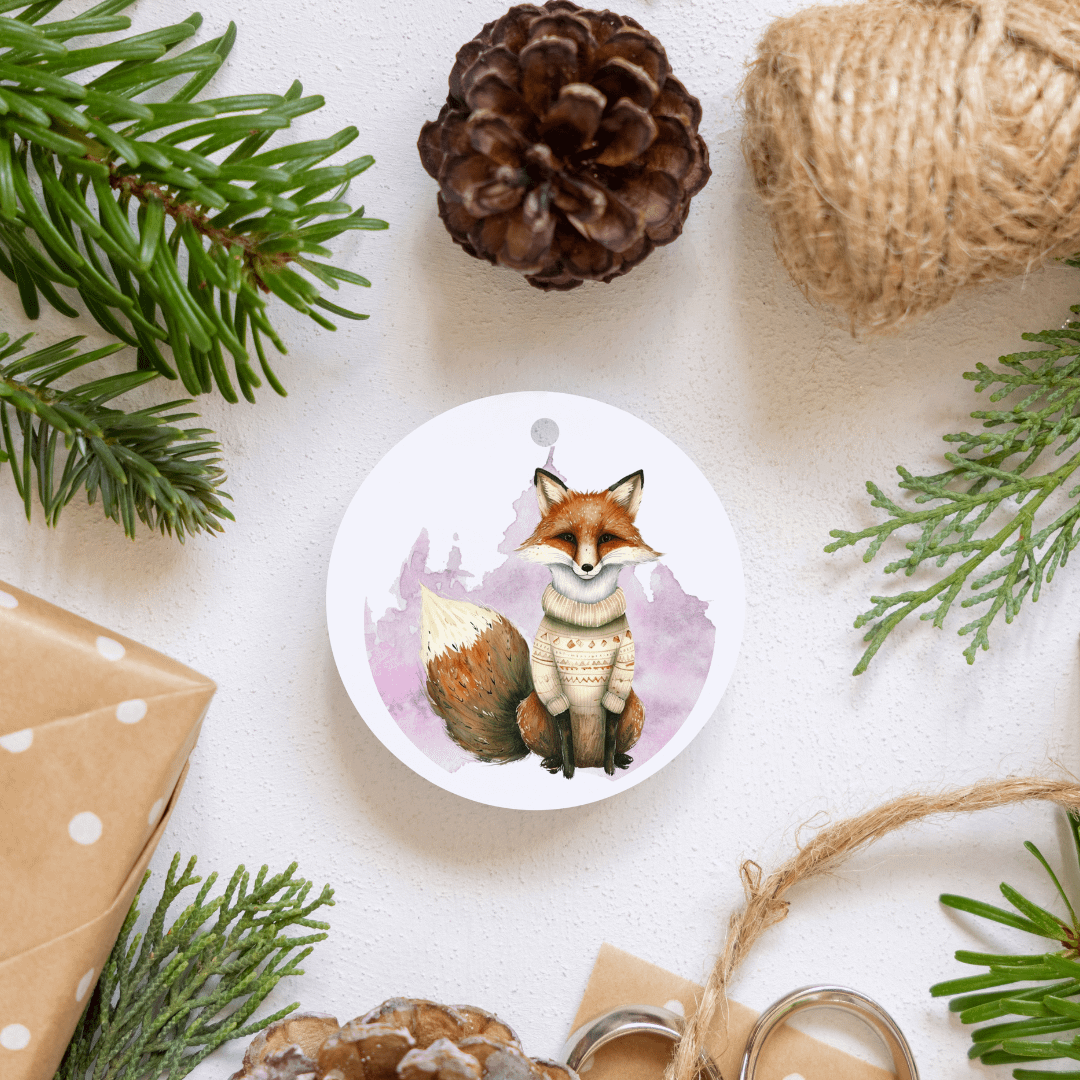 Festive Woodland Fox PNG on a Decoration