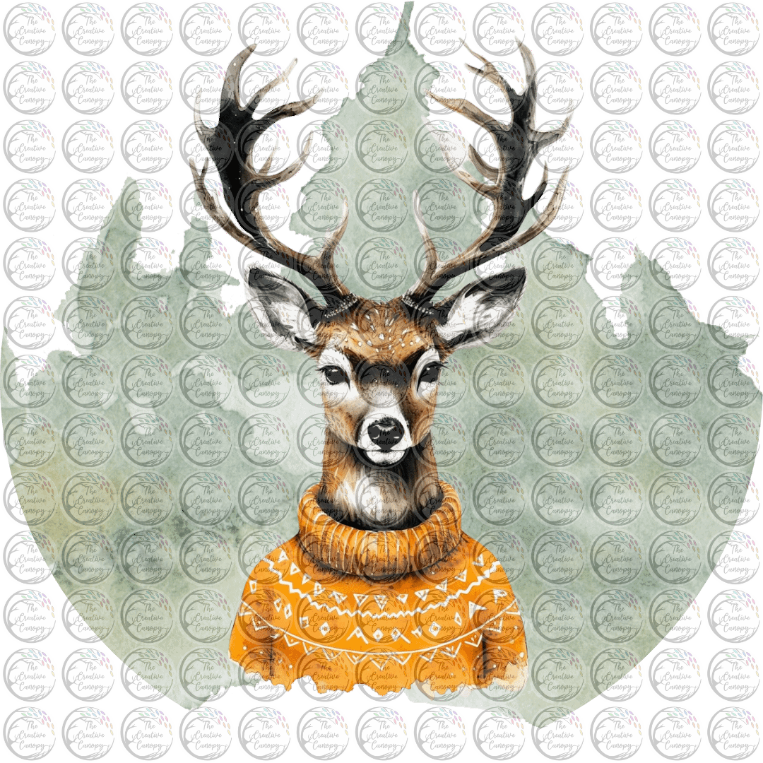 Festive Woodland Deer PNG – Watercolour Christmas Graphic